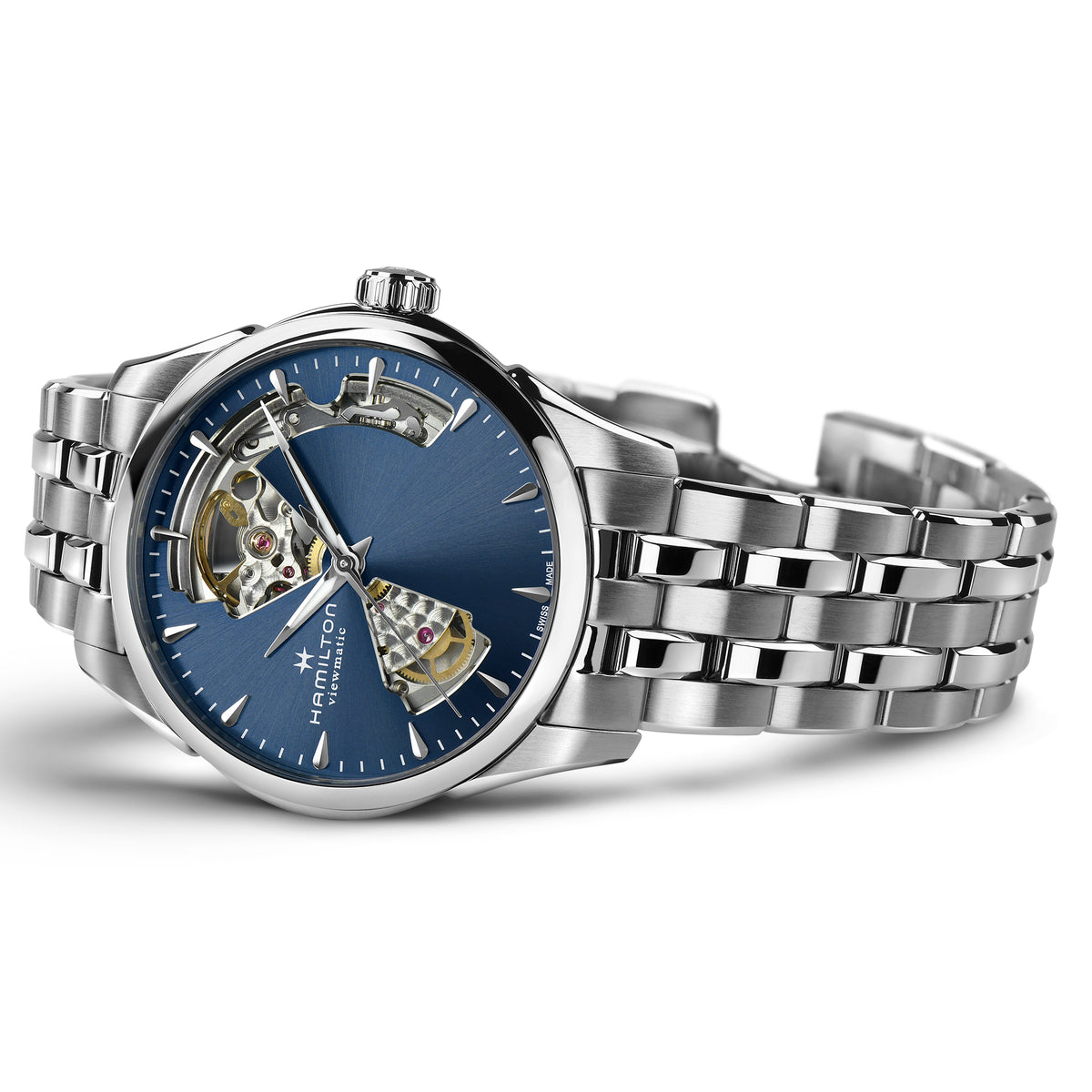 Hamilton Jazzmaster Open Heart Auto Ladies Blue Watch H32215141