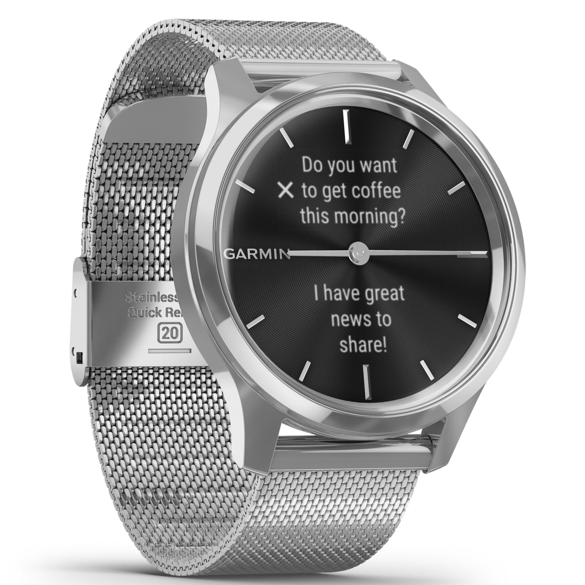 Garmin Vívomove® Luxe Silver Case with Silver Milanese Band 010