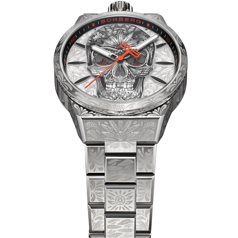 Bomberg Bolt-68 Neo Tattooed  Cancun Skull Limited Edition Silver Watch