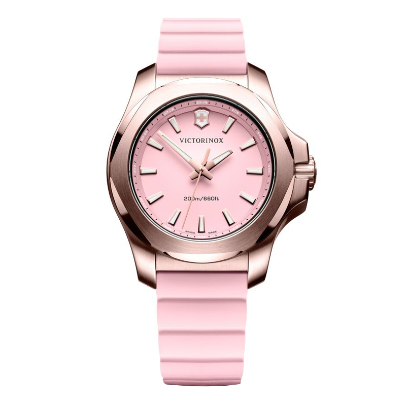 Victorinox Ladies Watch I.N.O.X V Pink Dial Pink Rubber Strap 241807