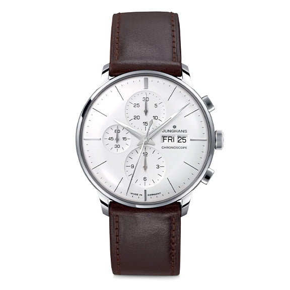 Junghans Meister Chronoscope Men's White/Brown Watch 27/4120.03