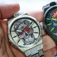 Bomberg Bolt-68 Neo Tattooed  Cancun Skull Limited Edition Silver Watch