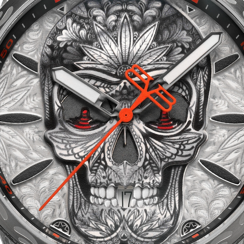 Bomberg Bolt-68 Neo Tattooed  Cancun Skull Limited Edition Silver Watch