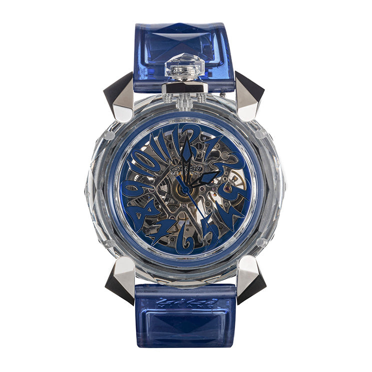 Gagà Milano Watch Crystal 46mm Skeleton Blue