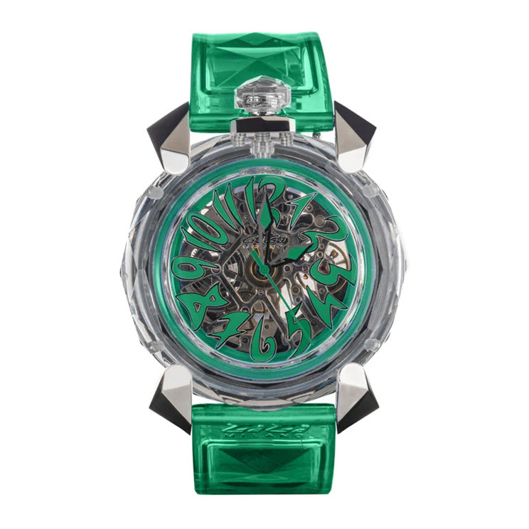 GaGà Milano Watch Crystal 46mm Skeleton Green