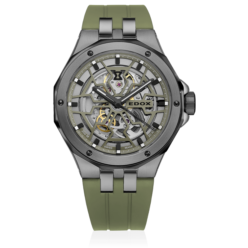 Edox Delfin Mecano Men's Green Watch 85303-357GNCAV-VONB