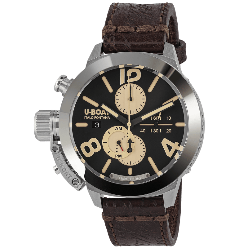 U-Boat Men's Watch Classico Tungsteno CAS1 Chronograph Black Beige 9567