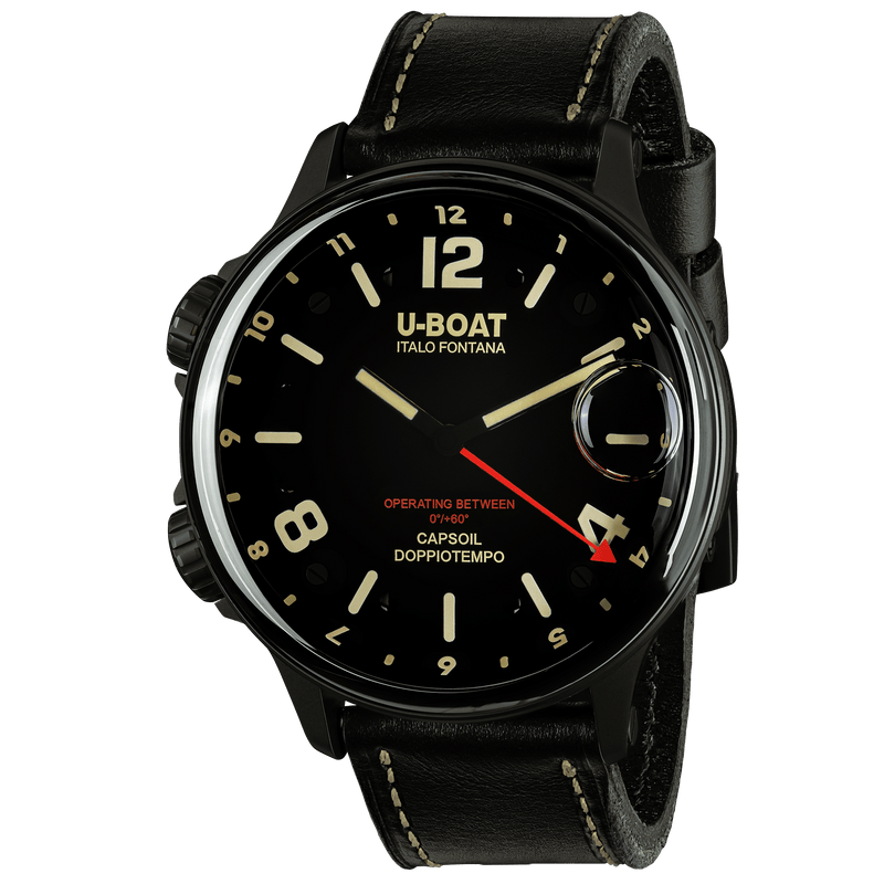 U-Boat Men's Watch Capsoil Doppiotempo 55mm DLC Black Rehaut 9671