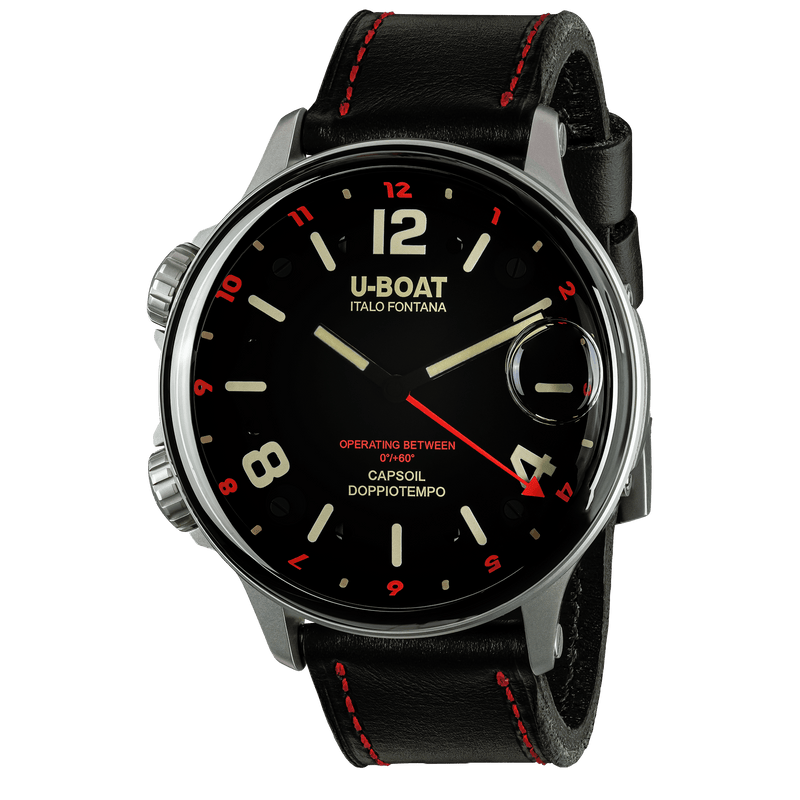 U-Boat Men's Watch Capsoil Doppiotempo 55mm Silver Red Rehaut 9674