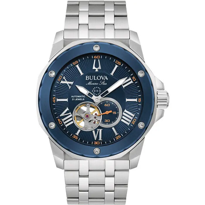 Bulova Marine Star Auto Men's Blue Watch 98A302