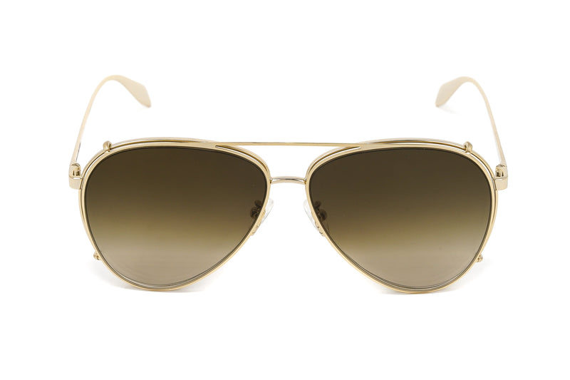 Alexander McQueen Unisex Sunglasses Pilot Gold AM0263S-002 62