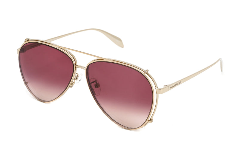 Alexander McQueen Unisex Sunglasses Pilot Rose Gold AM0263S-004 62