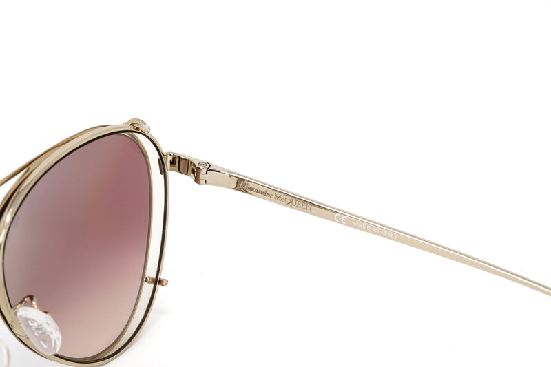 Alexander McQueen Unisex Sunglasses Pilot Rose Gold AM0263S-004 62