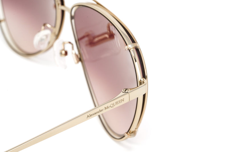 Alexander McQueen Unisex Sunglasses Pilot Rose Gold AM0263S-004 62