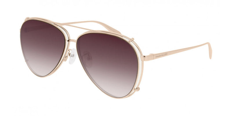 Alexander McQueen Unisex Sunglasses Pilot Rose Gold AM0263S-004 62