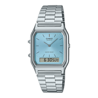 Casio Watch Vintage Retro Dual Time Steel Ice Blue AQ-230A-2A1MQY