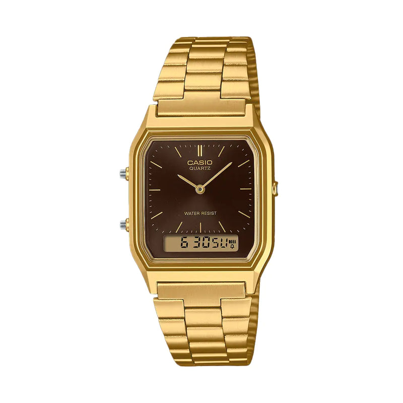 Casio Watch Vintage Retro Dual Time Gold AQ-230GA-5AMQYDF