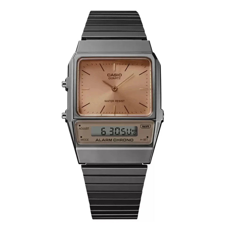 Casio Vintage Dual Time Steel Watch IP Grey