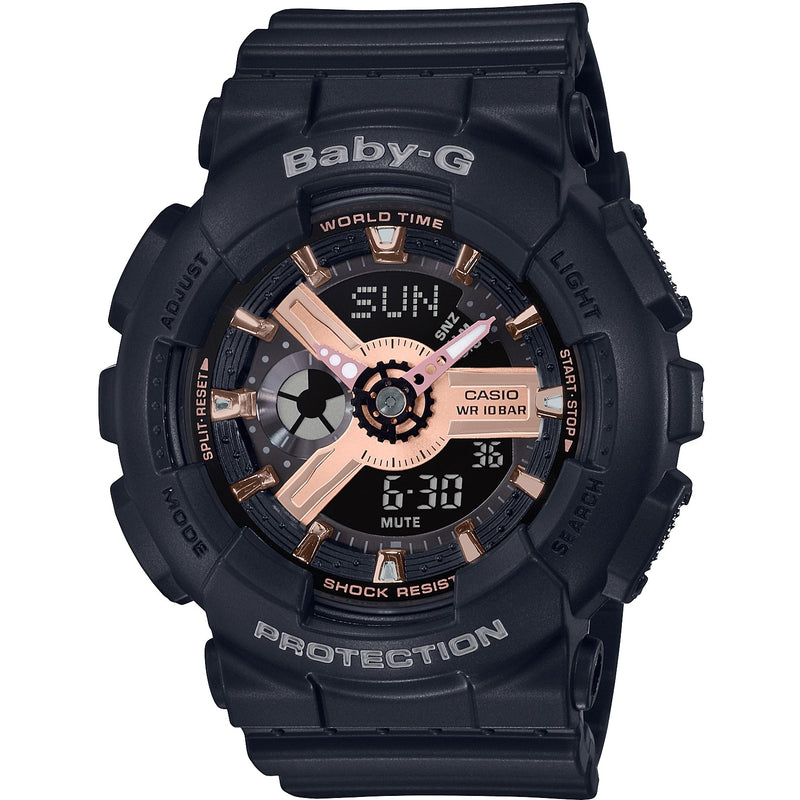 Casio Baby-G Watch Ladies Black/Rose Gold BA-110RG-1ADR