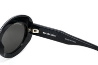 Balenciaga Women's Sunglasses Oval Logo Black/Clear BB0074S-004 50