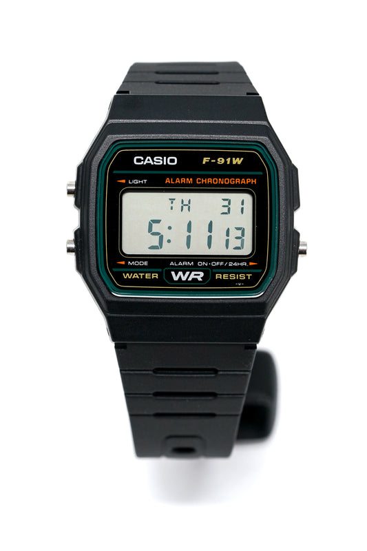 Casio Watch Classic Sports Digital Black/Green F-91W-3DG