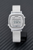 Casio Ladies Watch Digital Vintage Classic Milanese Silver LA670WEM-7DF