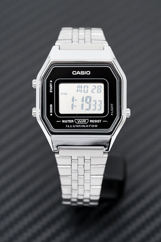 Casio Ladies Watch Digital Vintage Classic Jubilee Silver LA680WA-1DF