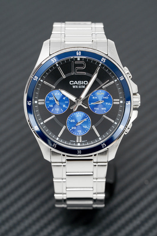 Casio Men's Watch Chronograph Stainless Steel Blue MTP-1374D-2AVDF