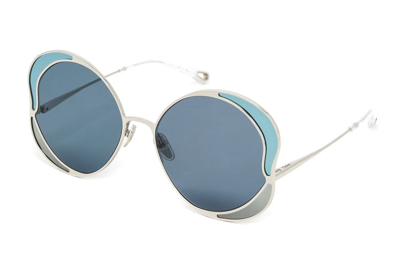 Chloé Women's Sunglasses Gemma Oversized Round Butterfly Blue CH0024S-001 60