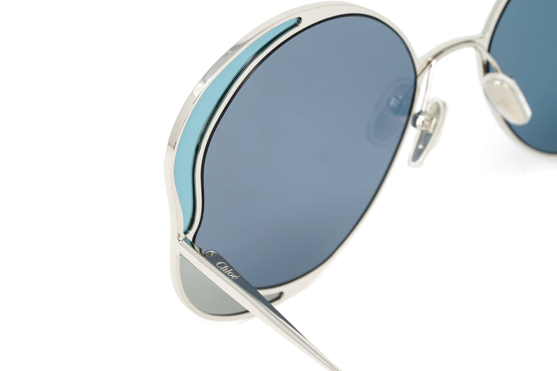 Chloé Women's Sunglasses Gemma Oversized Round Butterfly Blue CH0024S-001 60