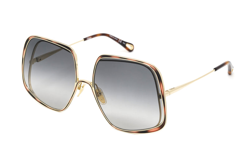 Chloé Women's Sunglasses Hanah Oversized Square Tortoise/Gold CH0035S-001 62