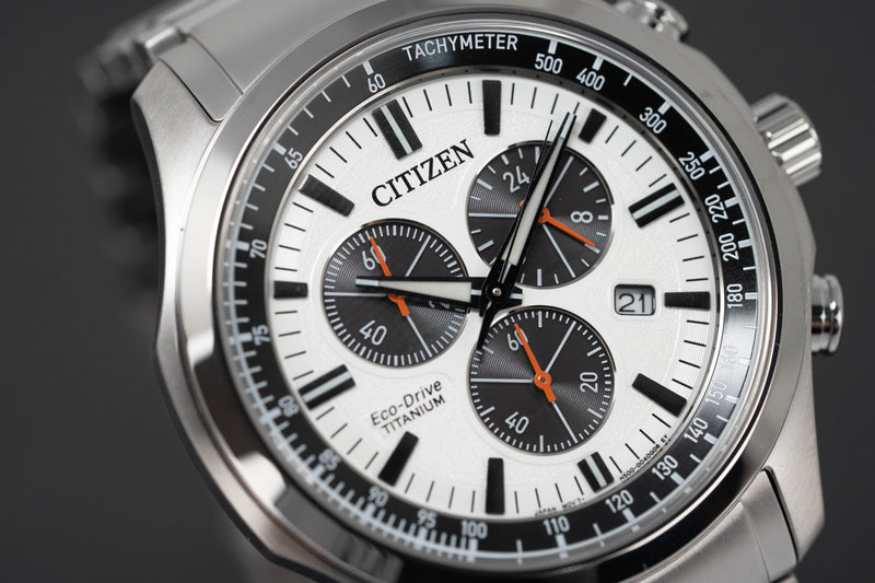 Citizen Eco-Drive Chronograph Silver Men's Watch AT2530-85A