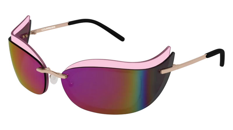 Courrèges Women's Sunglasses Cat Eye Wraparound Pink/Gold CL1903-002 53