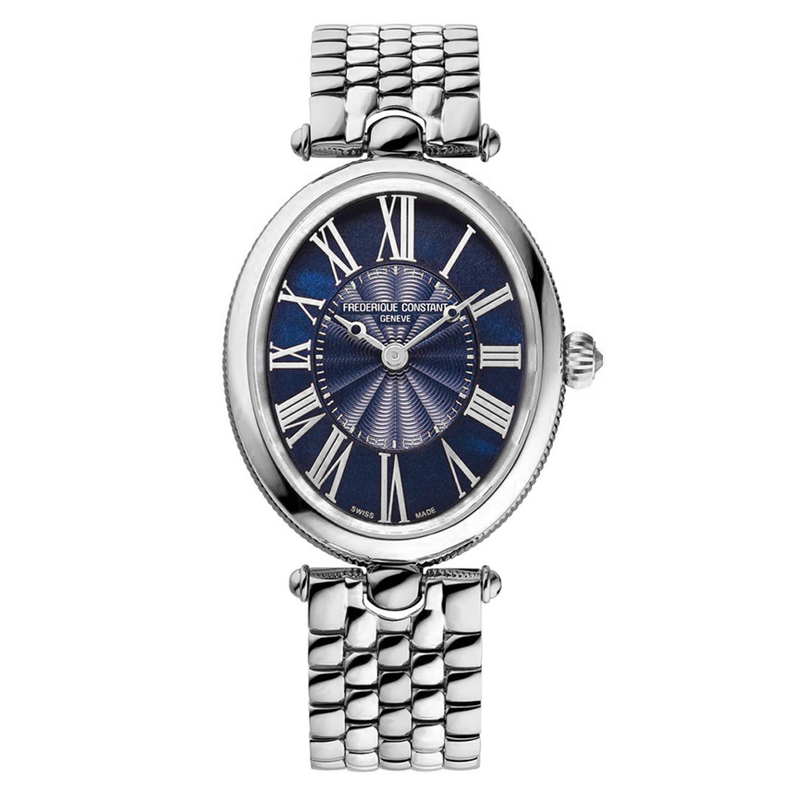 Frederique Constant Watch Ladies Art Deco Stainless Steel Blue FC-200MPN2V6B