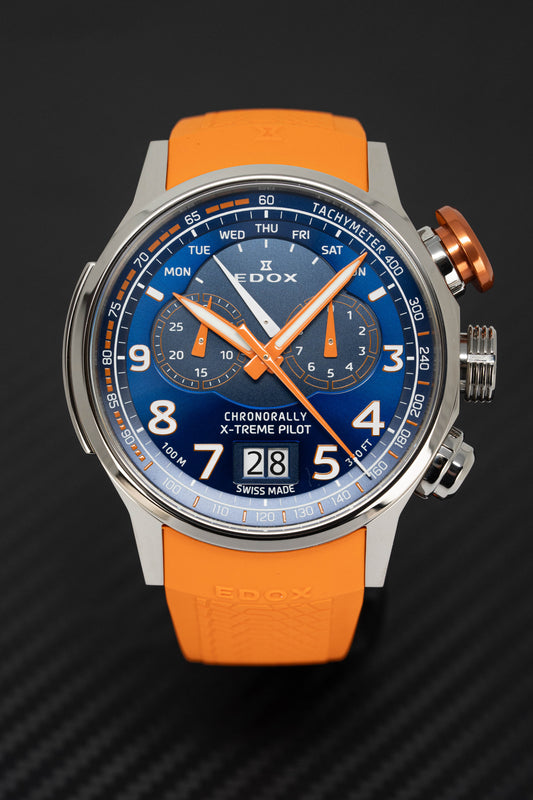 Edox Men's Watch Chronorally Chronograph Orange 38001-TINOCAO-BUO3