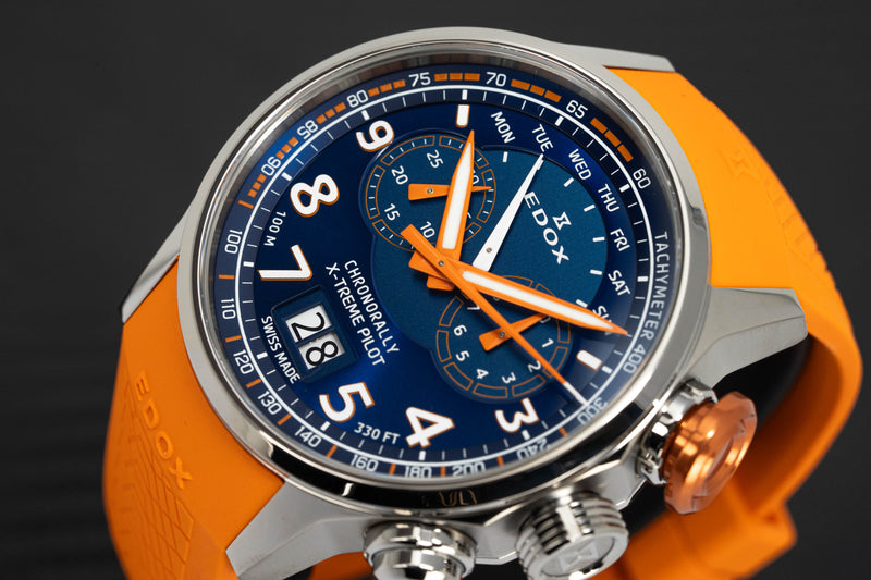 Edox Men's Watch Chronorally Chronograph Orange 38001-TINOCAO-BUO3