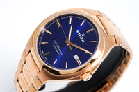 Edox Men's Automatic Watch Les Bèmonts Ultra Slim Blue Rose Gold 42mm 80114 37R BUIR