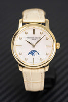 Frederique Constant Watch Slimline Moon Phase Diamond Beige Leather FC-206MPWD1S5