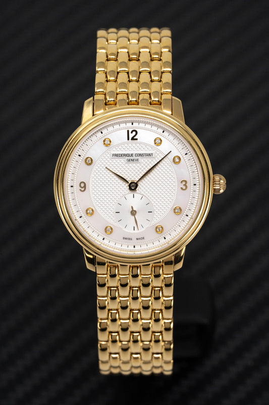 Frederique Constant Watch Slimline Diamond Small Seconds Gold PVD FC-235MPWD1S5B