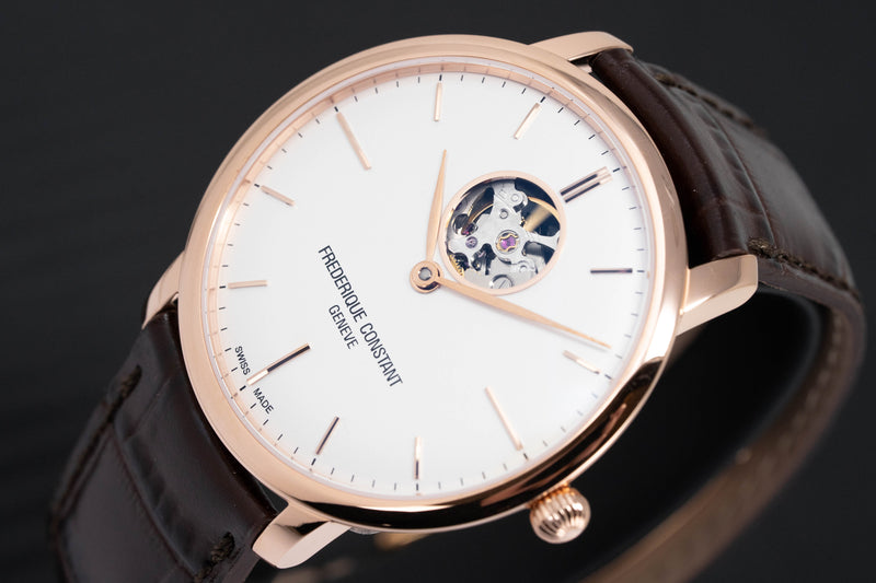 Frederique Constant Watch Slimline Heart Beat Automatic Rose Gold PVD FC-312V4S4