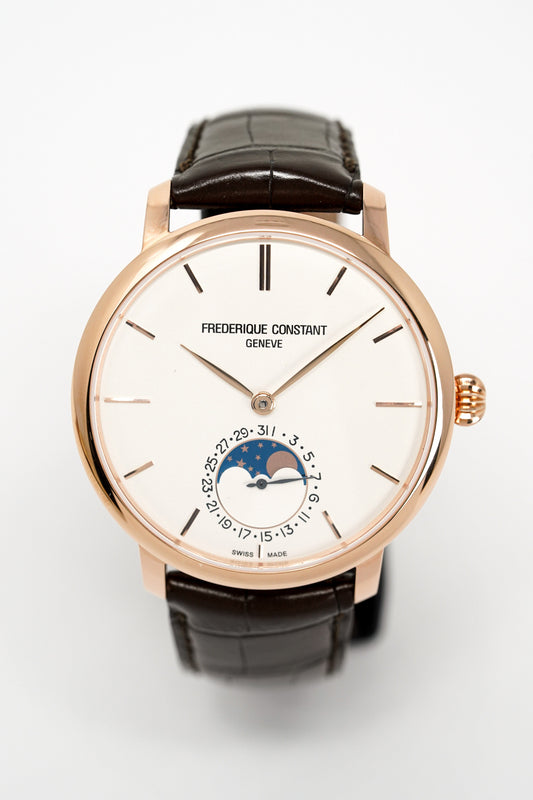 Frederique Constant Watch Men's Slimline Moonphase Rose Gold PVD FC-705V4S4