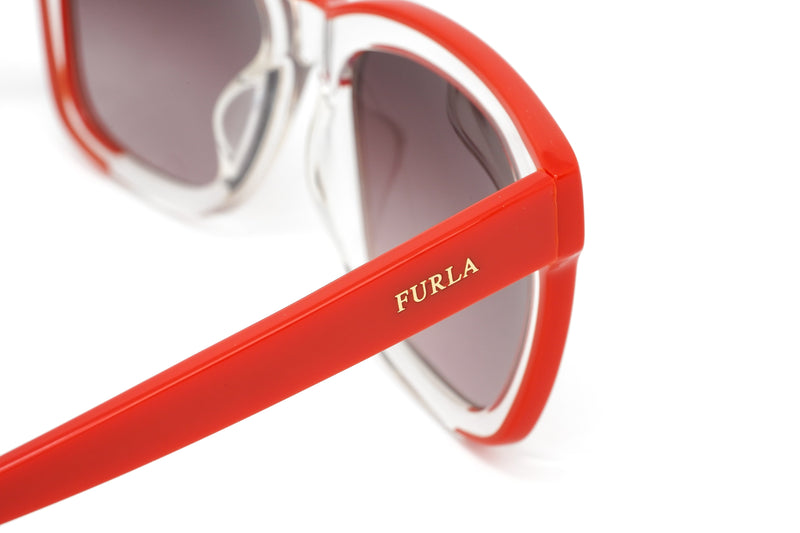 Furla Women's Sunglasses Classic Square Clear/Red SFU069 0AFM