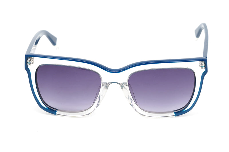 Furla Women's Sunglasses Classic Square Clear/Blue SFU069 0D82