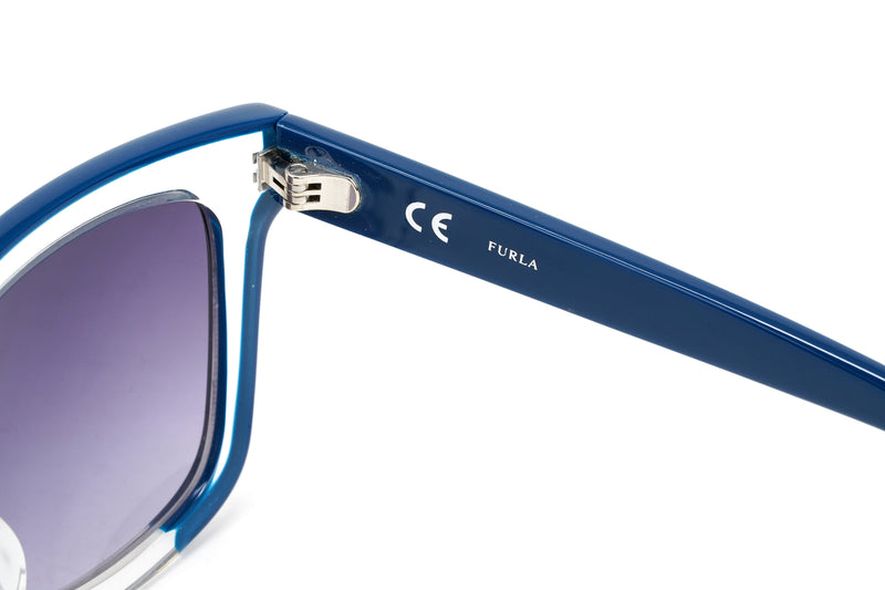 Furla Women's Sunglasses Classic Square Clear/Blue SFU069 0D82