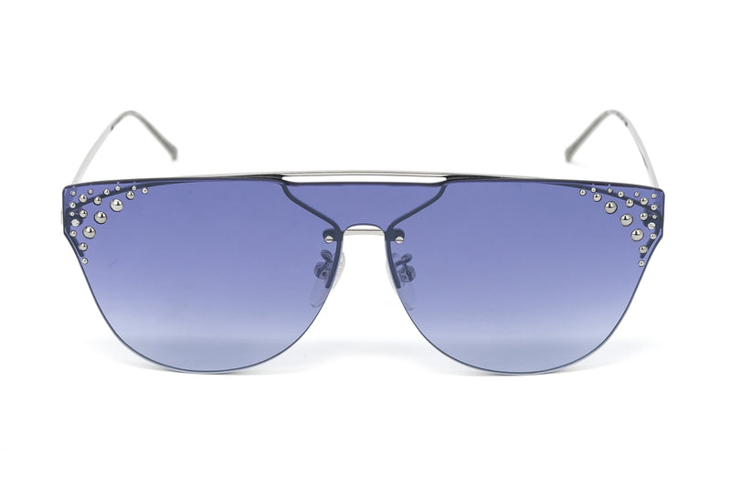 Furla Women's Sunglasses Rimless Browline Silver/Blue SFU225 579X