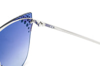 Furla Women's Sunglasses Rimless Browline Silver/Blue SFU225 579X