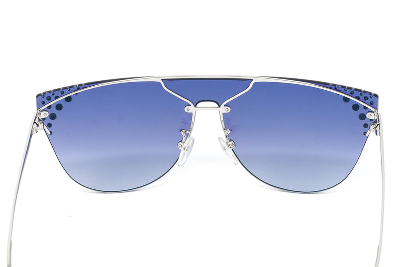 Furla Women's Sunglasses Rimless Browline Silver/Blue SFU225 579X