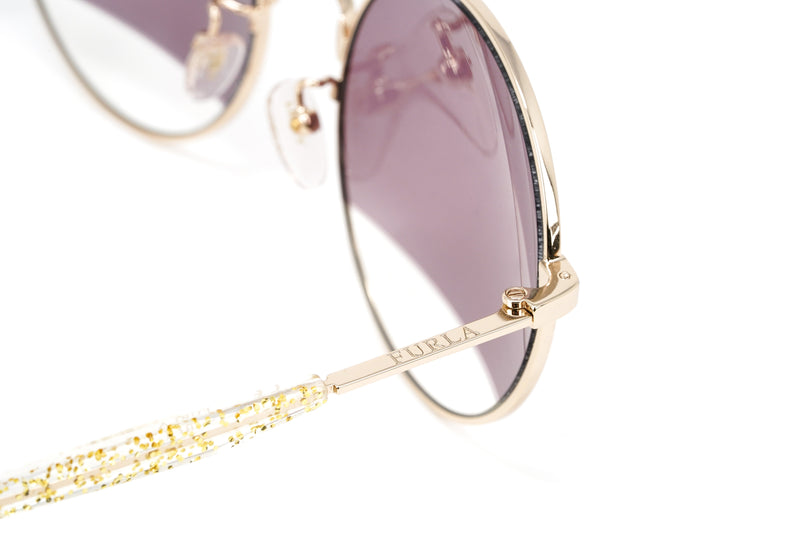 Furla Women's Sunglasses Round Gold/Purple SFU235 0300