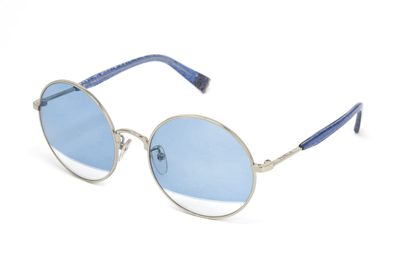 Furla Women's Sunglasses Round Gold/Blue SFU235 0594