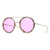 Gucci Women's Sunglasses Round Pilot Pink GG0061S LEATHER-001 54